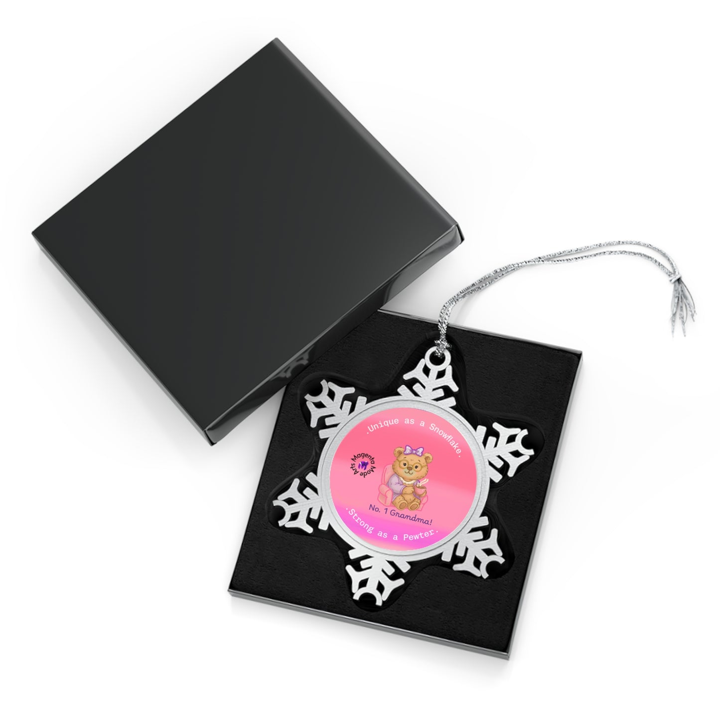 Grandma print - Snowflake Pewter Ornament