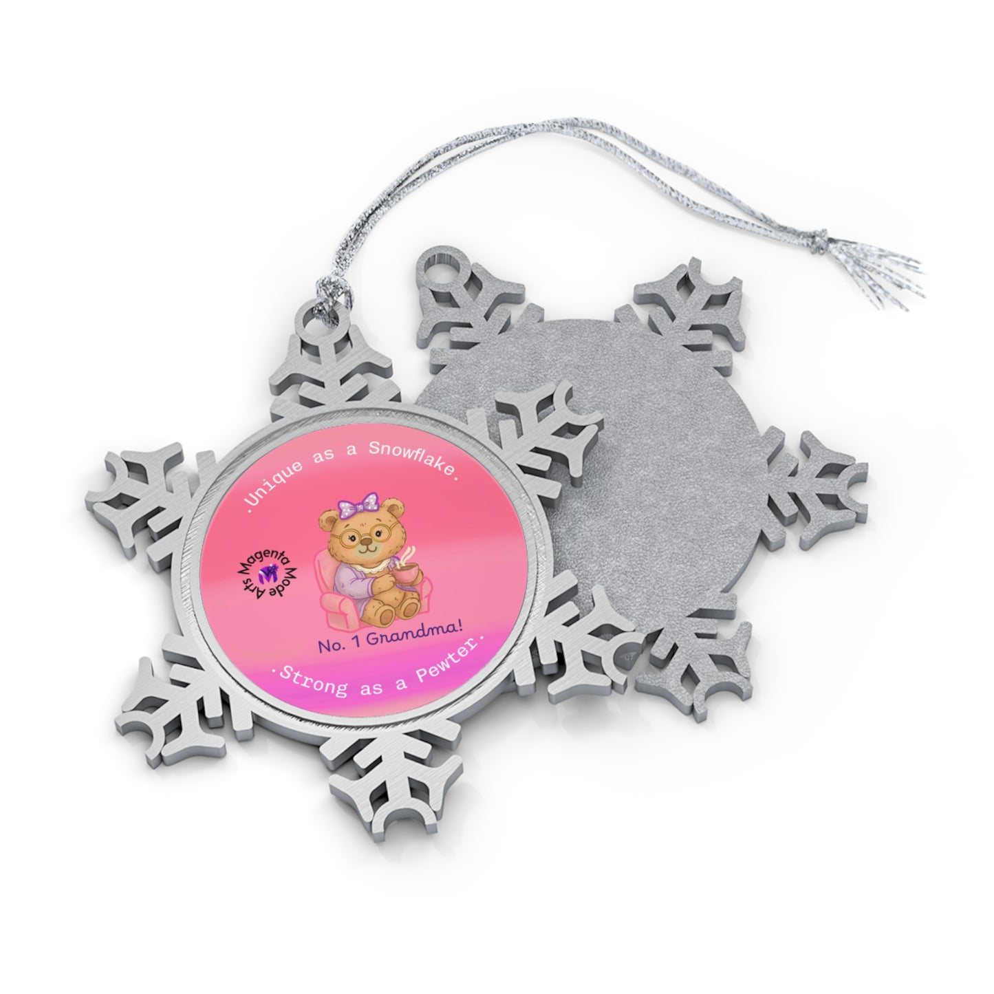 Grandma print - Snowflake Pewter Ornament