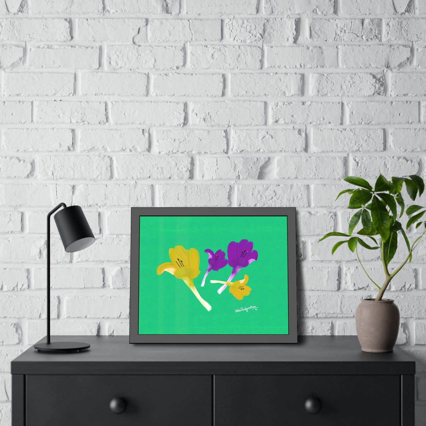 December Delights Yellow and Purple - Framed Art
