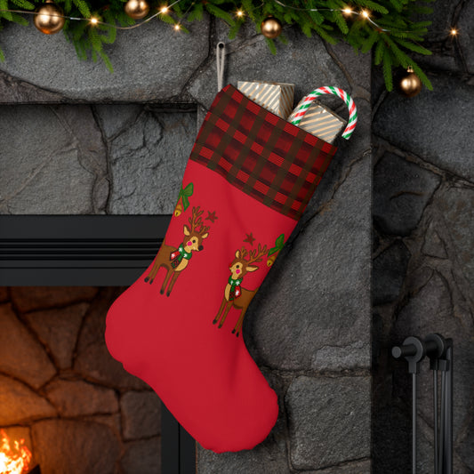 Santa Stocking - Classic Checked Design Red