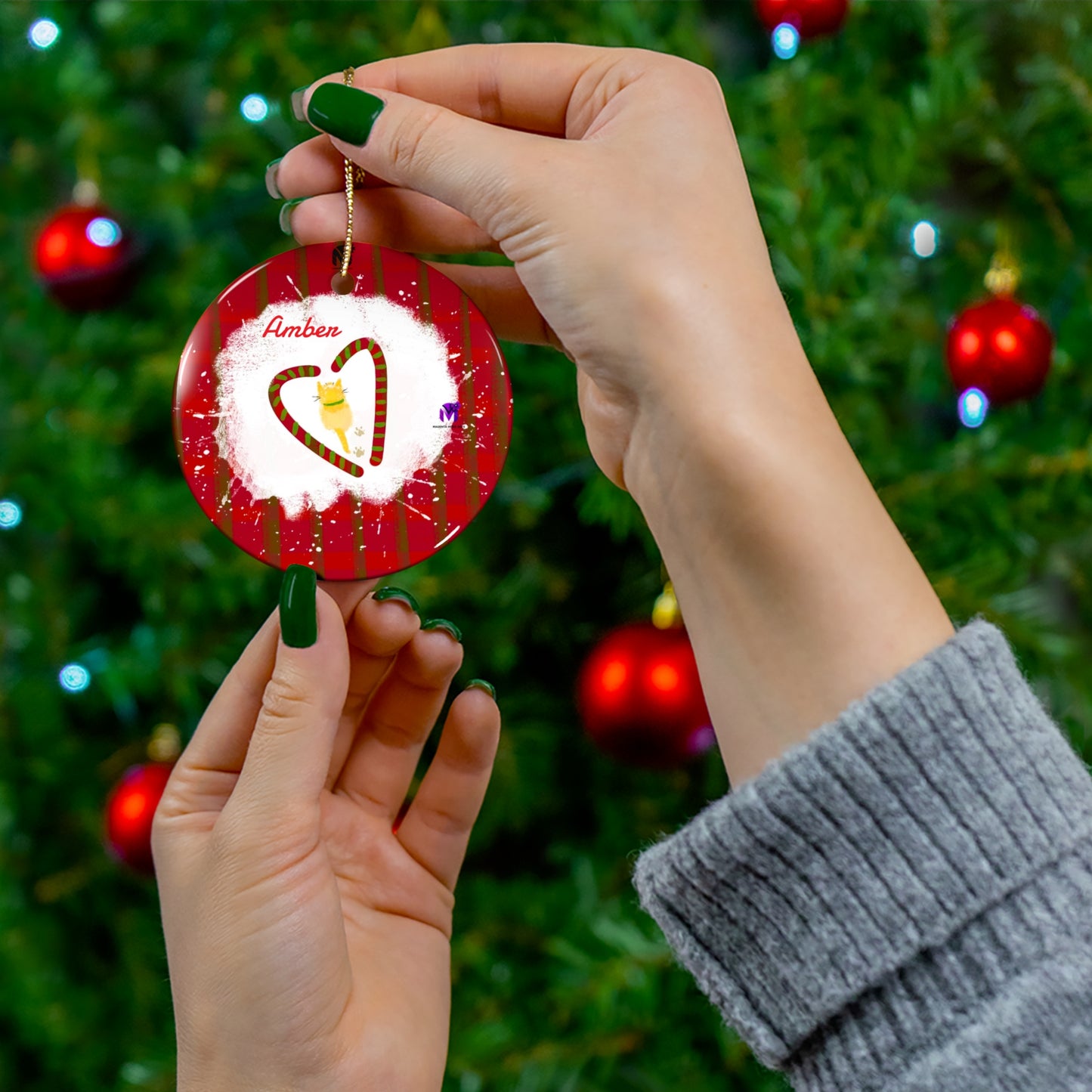Customised Kitty Ceramic Ornament (Star,Circle,Heart,Snowflake)