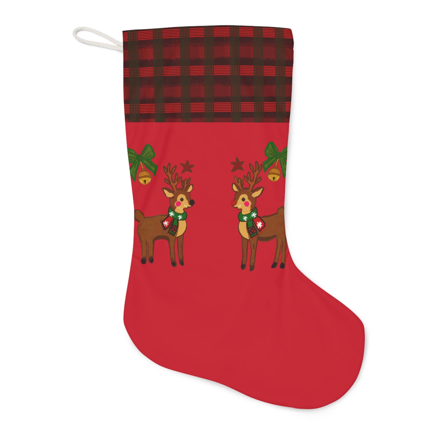 Santa Stocking - Classic Checked Design Red