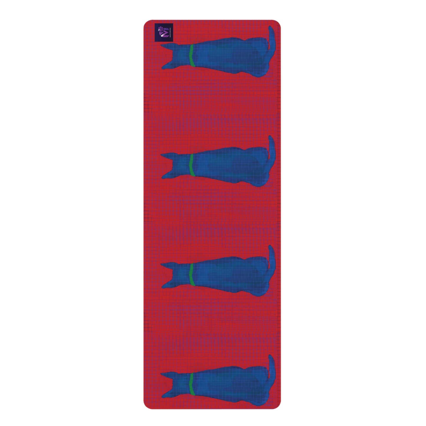 Rubber Yoga Mat -Dog loves grids print