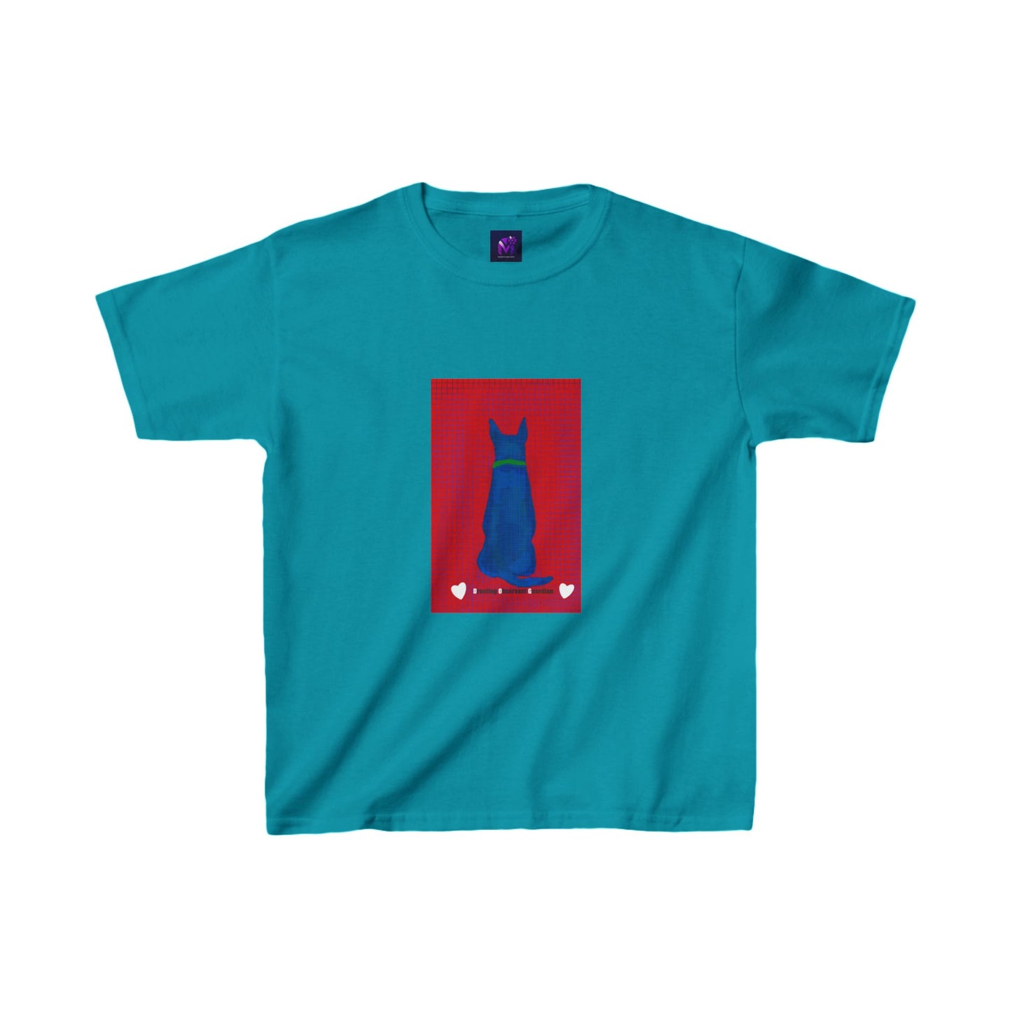 Kids Heavy Cotton tee -Dog loves grids print