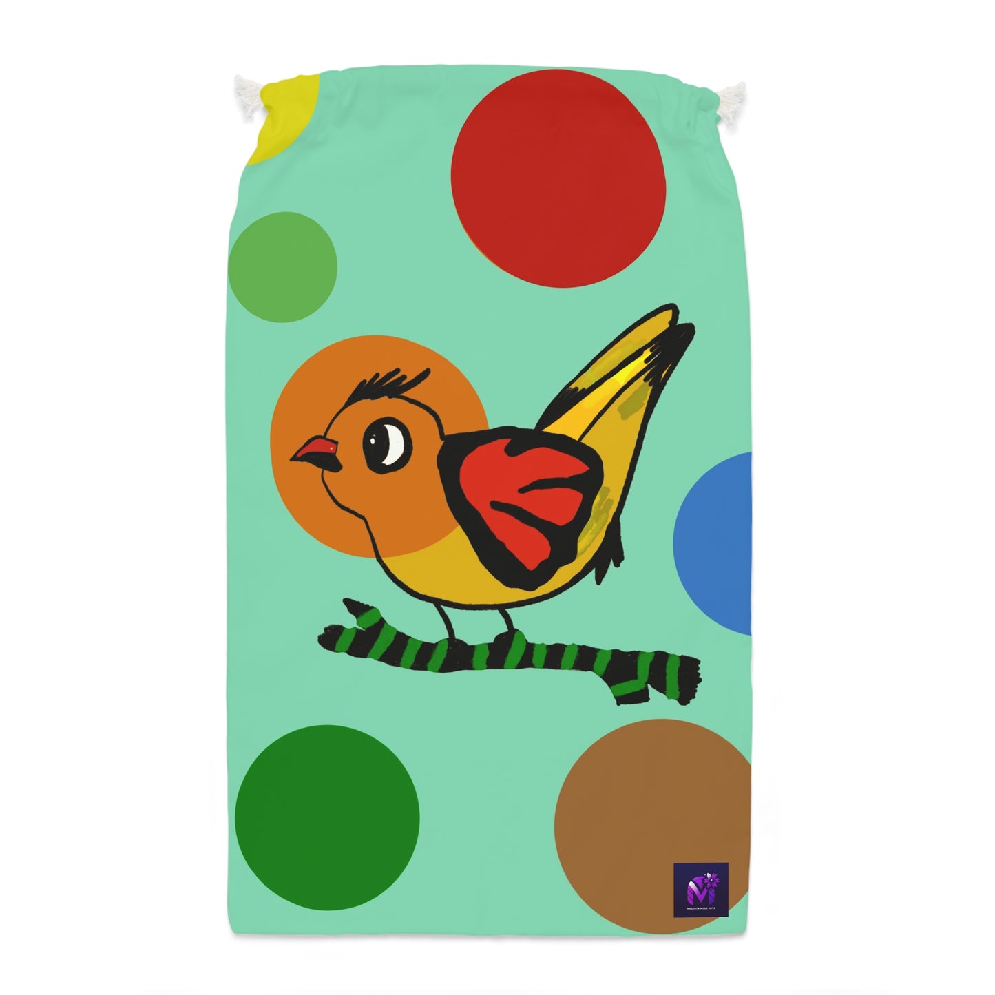 Drawstring Bag- Chirpy Surprise -Pastel Green