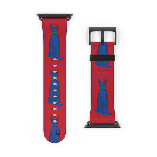 Watch Band -Dog loves grid