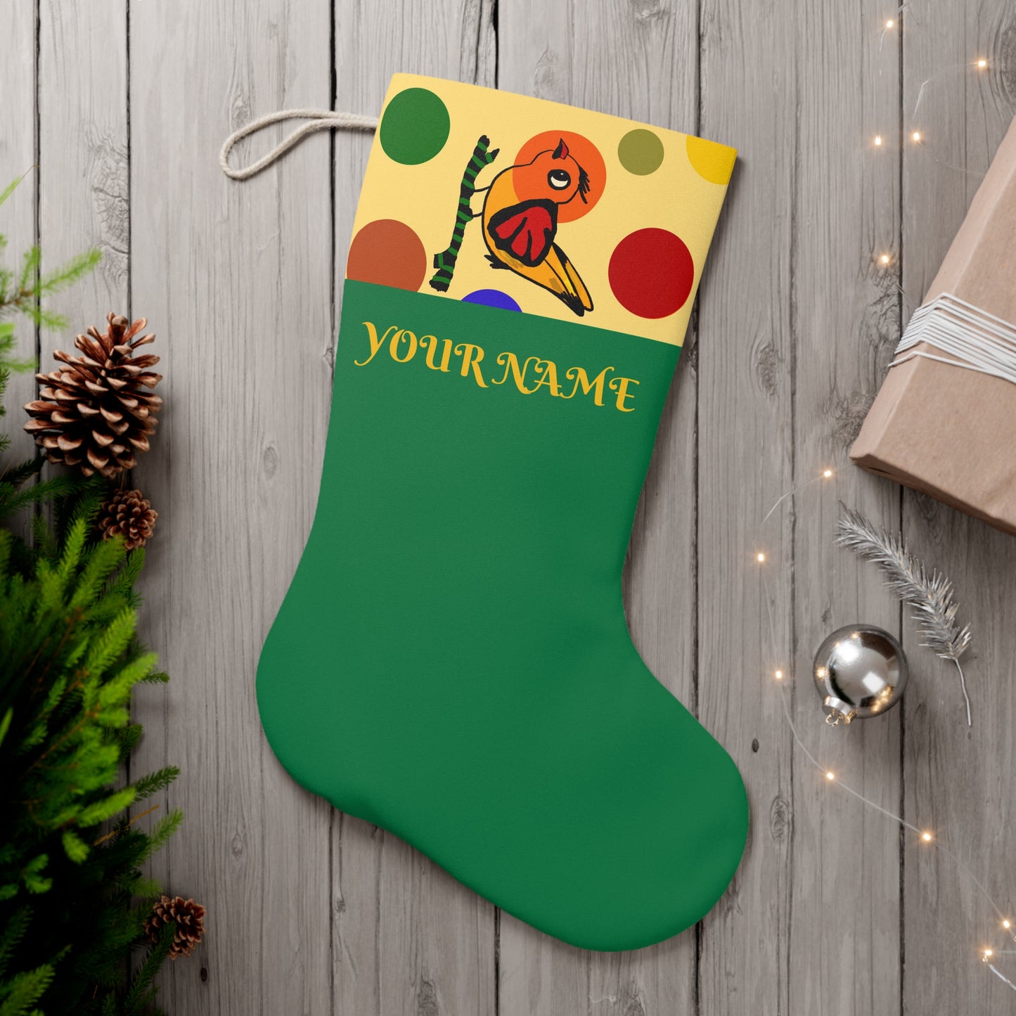Santa Stocking - Birdsong and Bubbles - Yellow