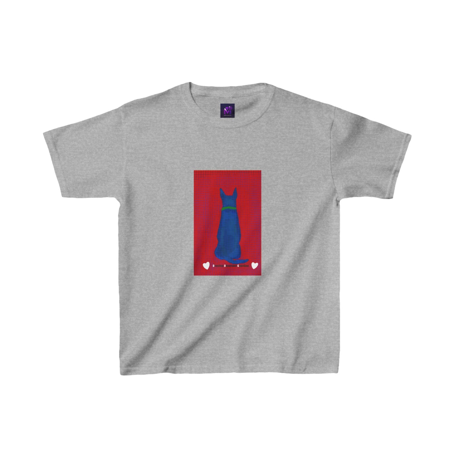 Kids Heavy Cotton tee -Dog loves grids print