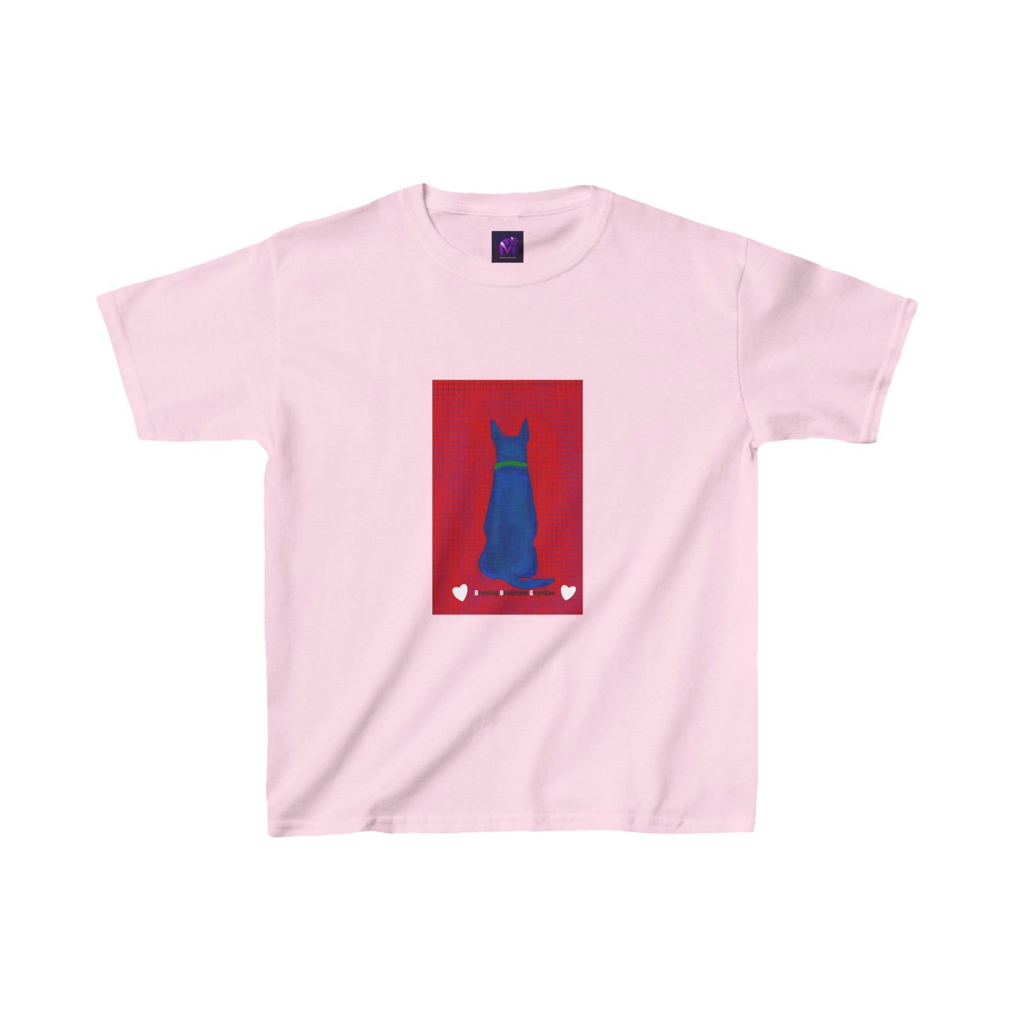 Kids Heavy Cotton tee -Dog loves grids print