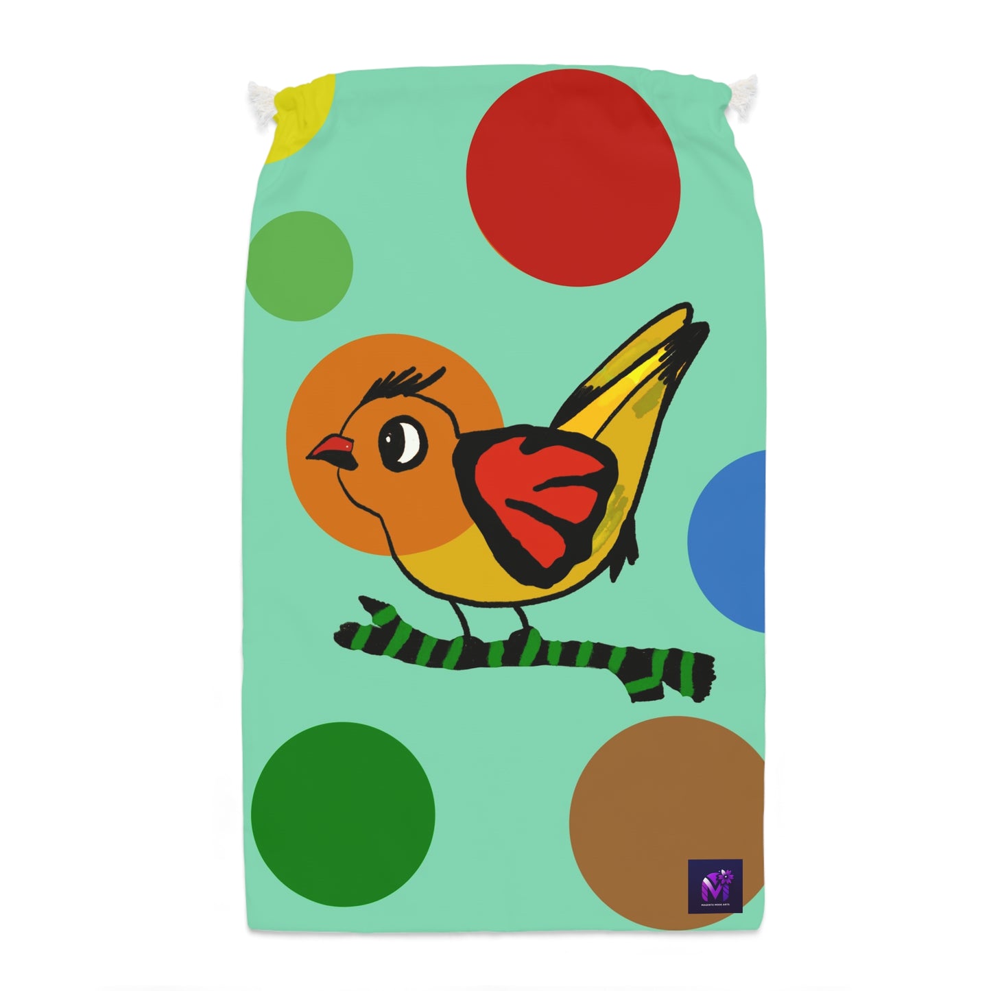 Drawstring Bag- Chirpy Surprise -Pastel Green