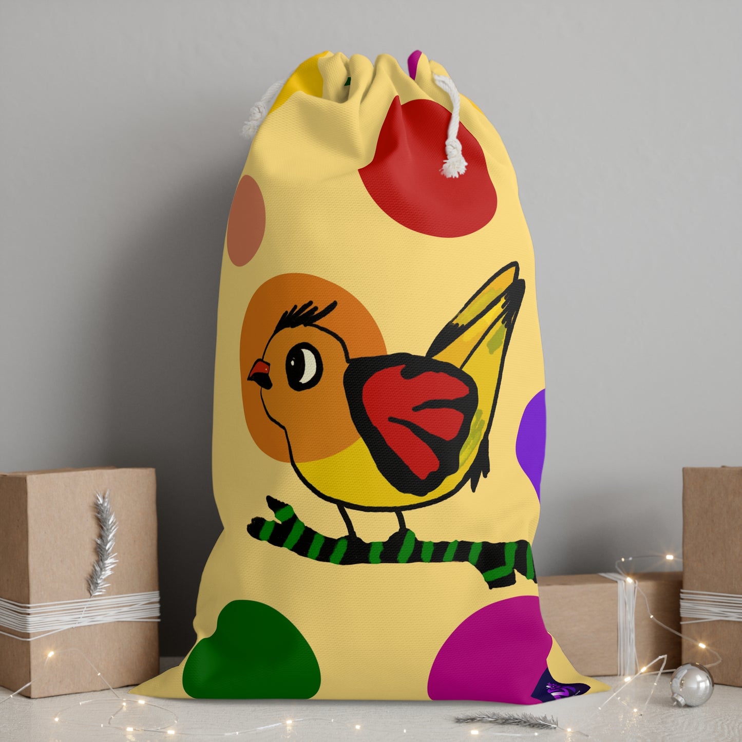 Drawstring bags- Chirpy surprise - Yellow