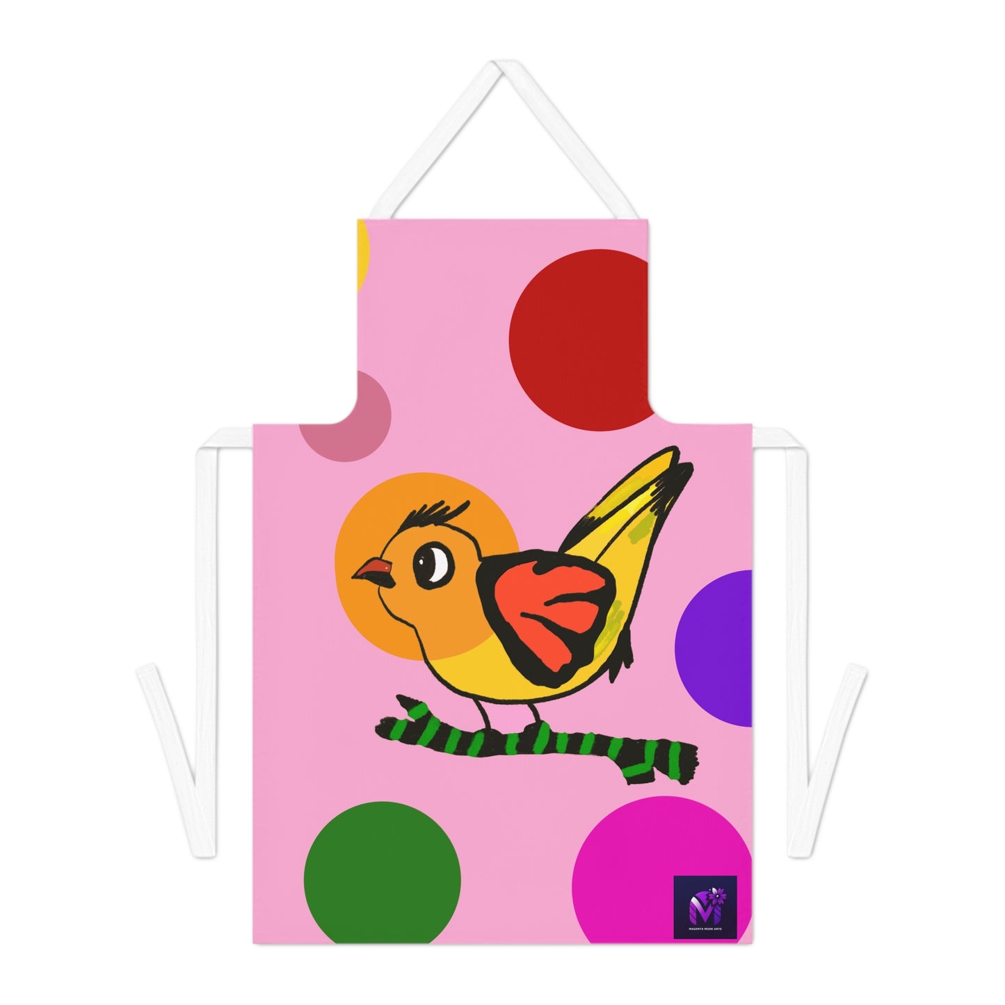 Apron - Dotted feathered delight -Pink