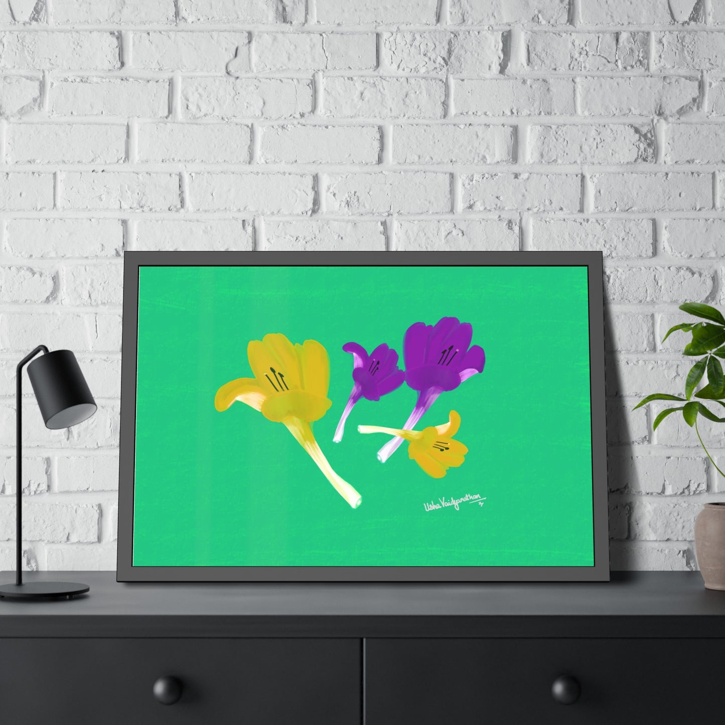 December Delights Yellow and Purple - Framed Art