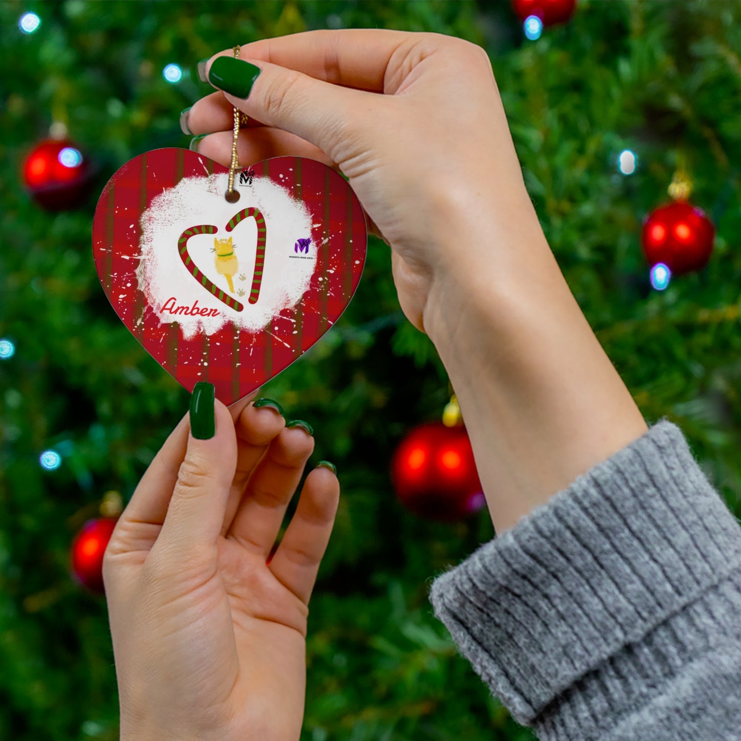 Customised Kitty Ceramic Ornament (Star,Circle,Heart,Snowflake)