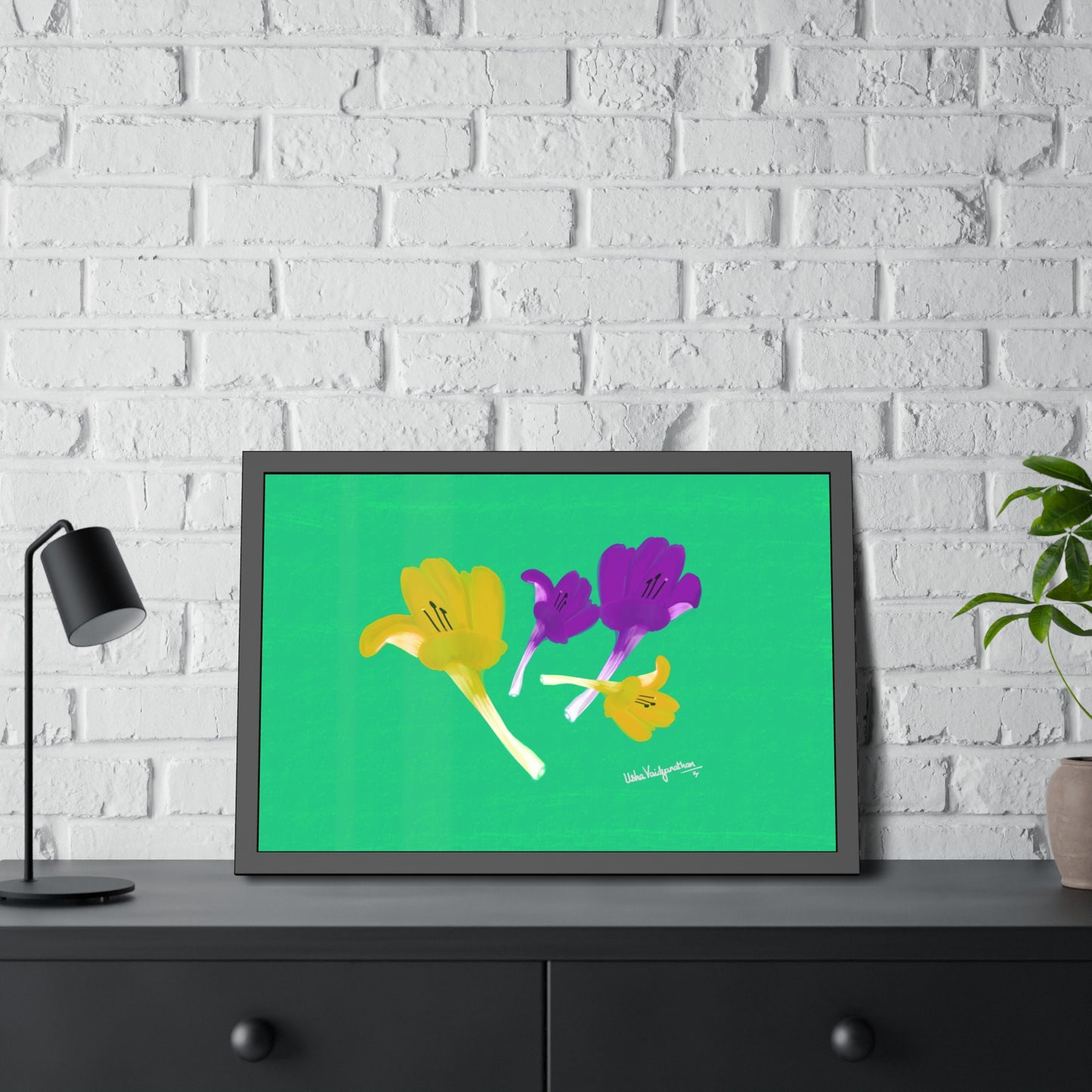December Delights Yellow and Purple - Framed Art
