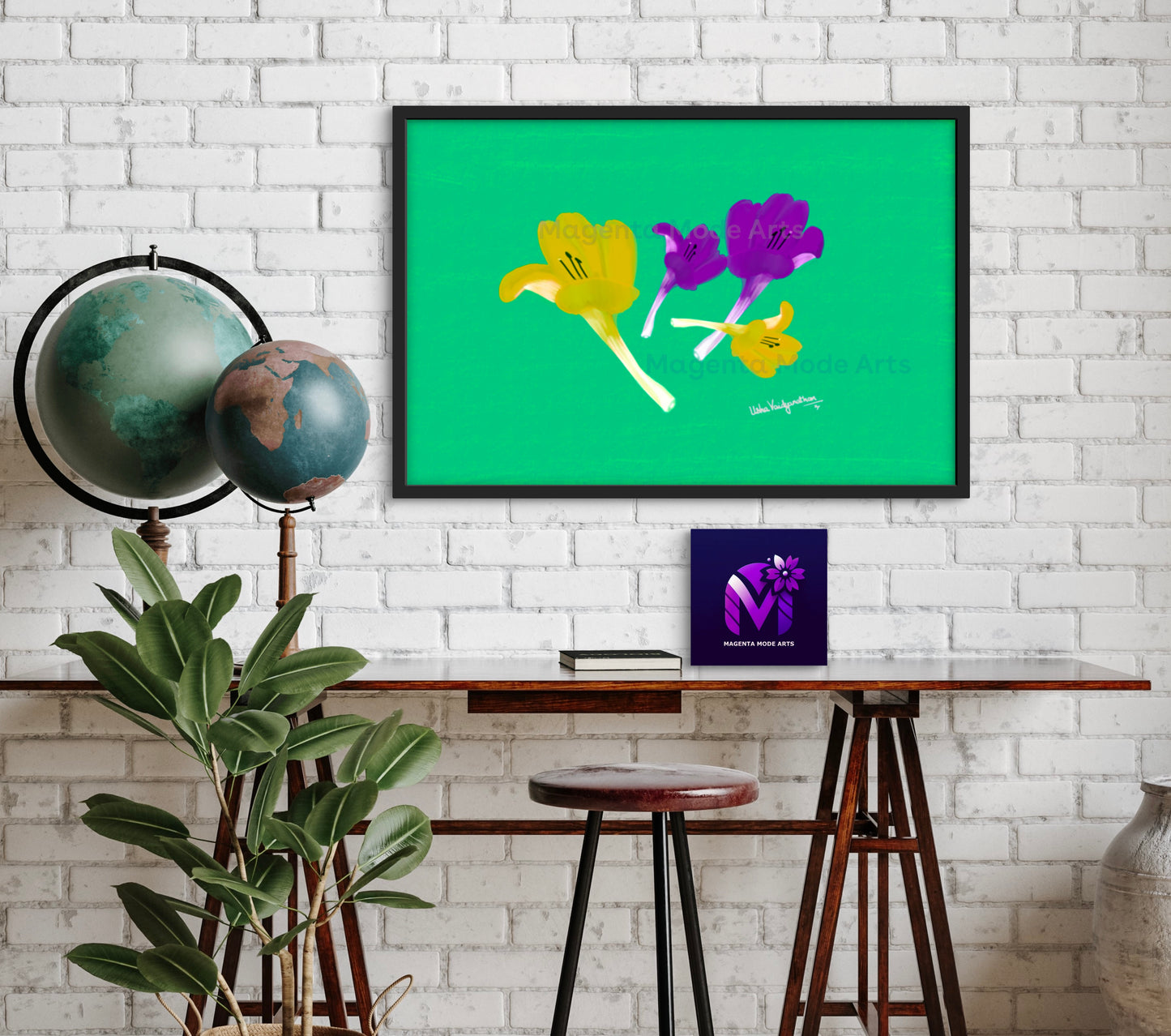 December Delights Yellow and Purple - Framed Art