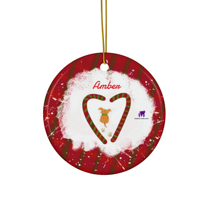 Customised Christmas Ornaments Puppy in snow (Star,Circle,Heart,Snowflake)