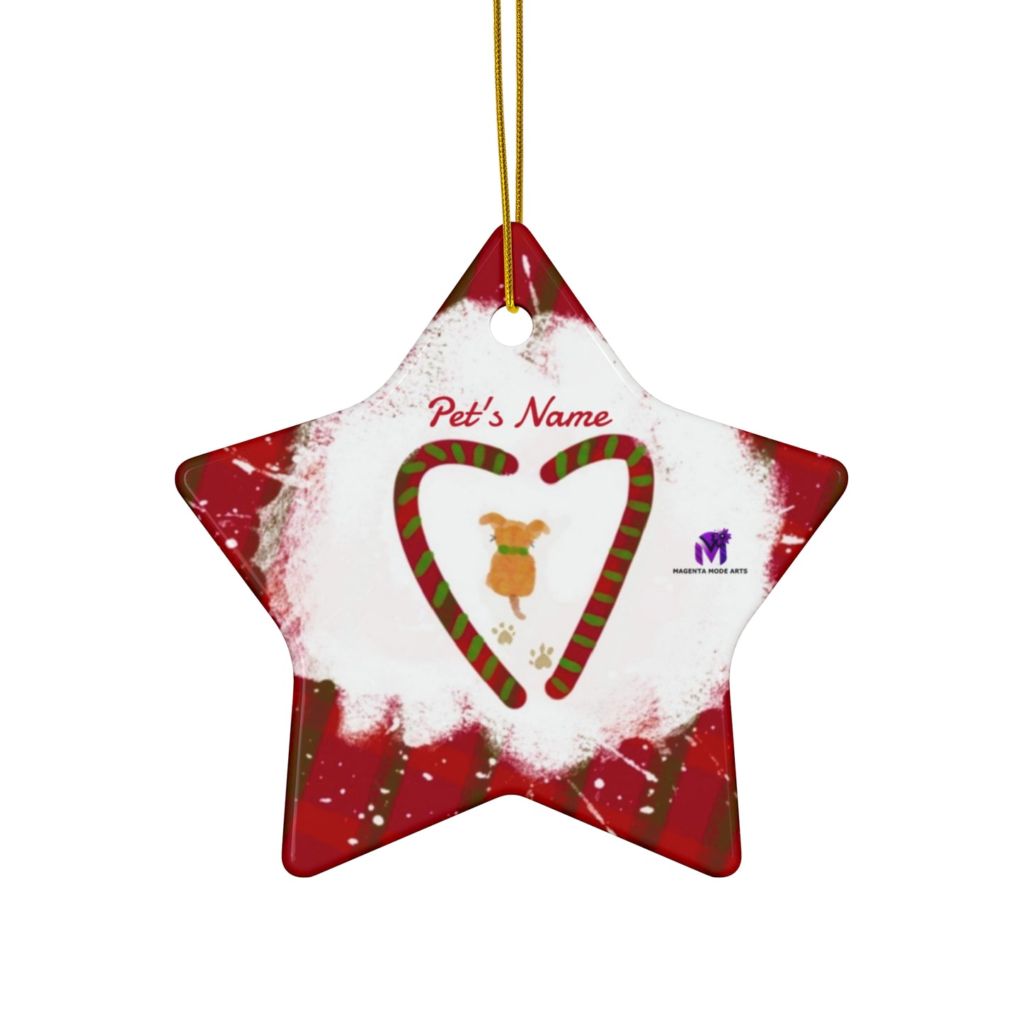 Customised Christmas Ornaments Puppy in snow (Star,Circle,Heart,Snowflake)