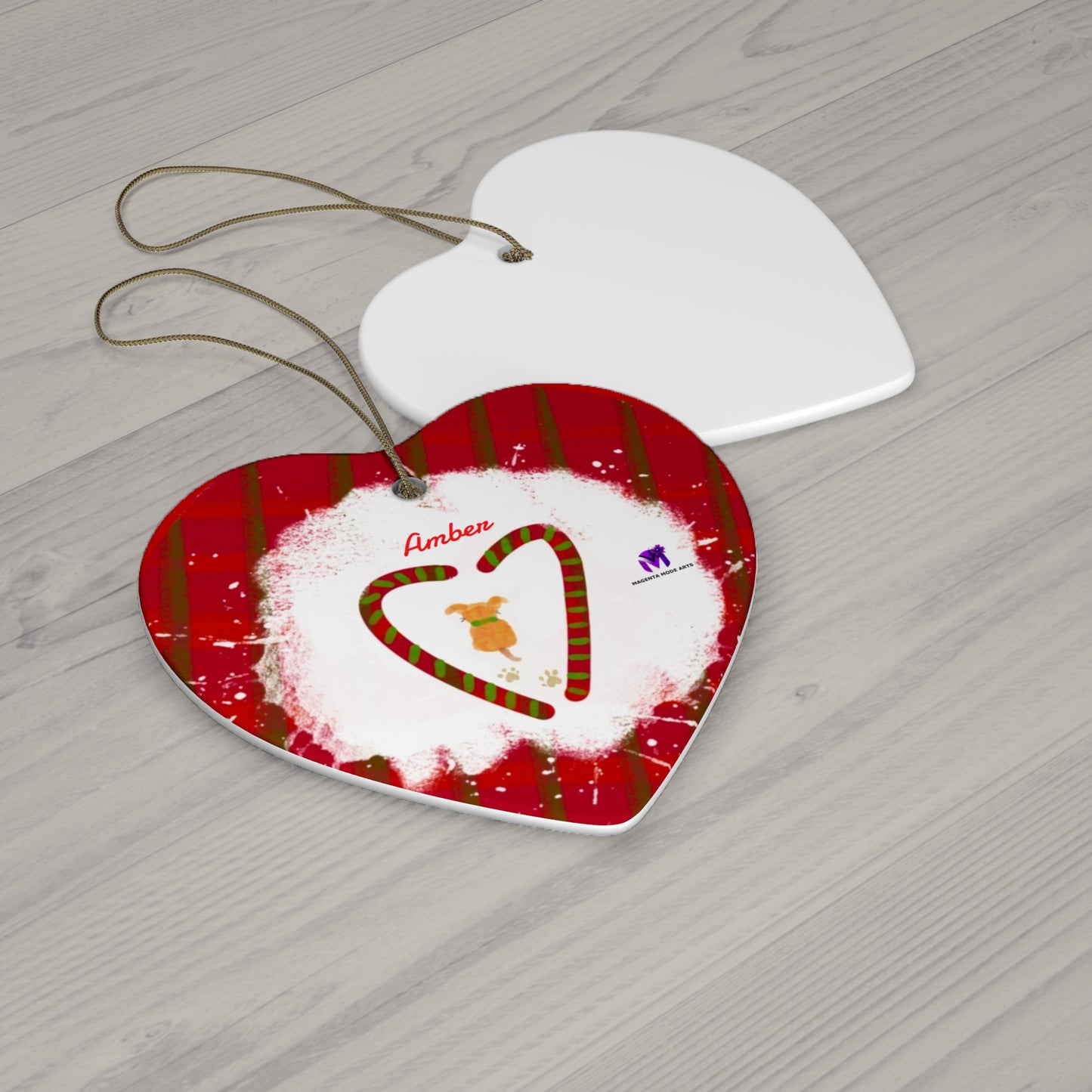 Customised Christmas Ornaments Puppy in snow (Star,Circle,Heart,Snowflake)