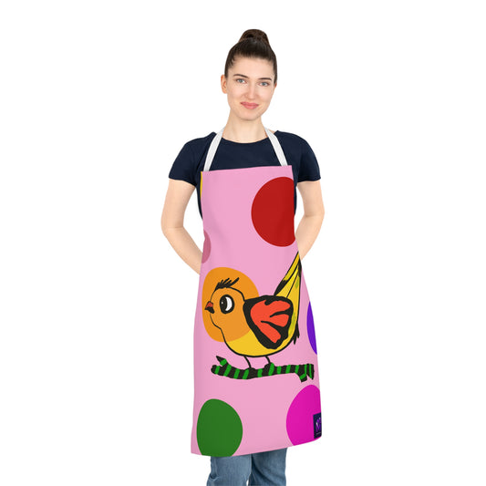 Adult Apron - Dotted Feathered Delight-Pink