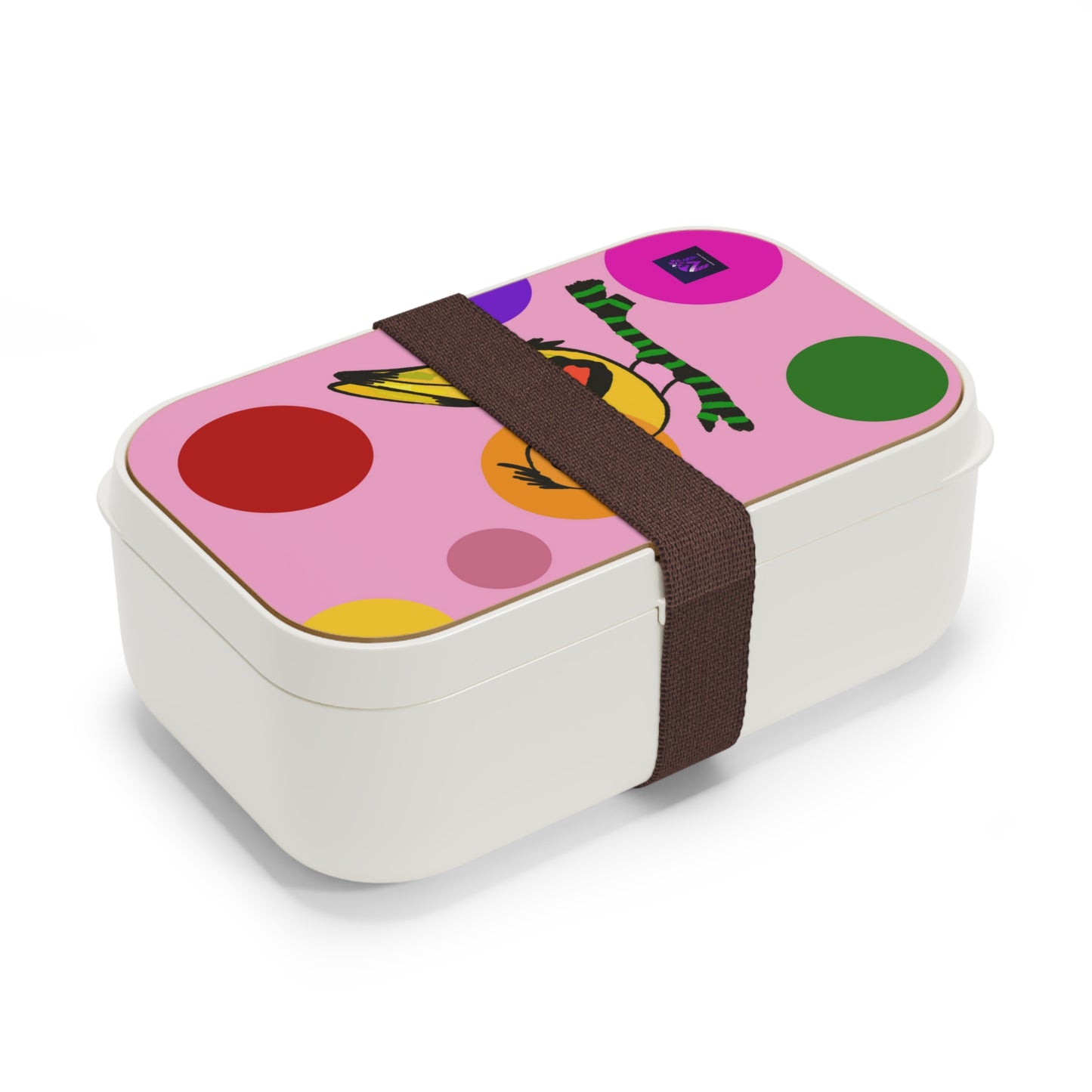 Bento Lunch Box - Dotted and Feathered Pink print