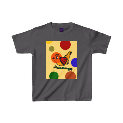 Kids Heavy Cotton Tee- Dotted and Feathered print