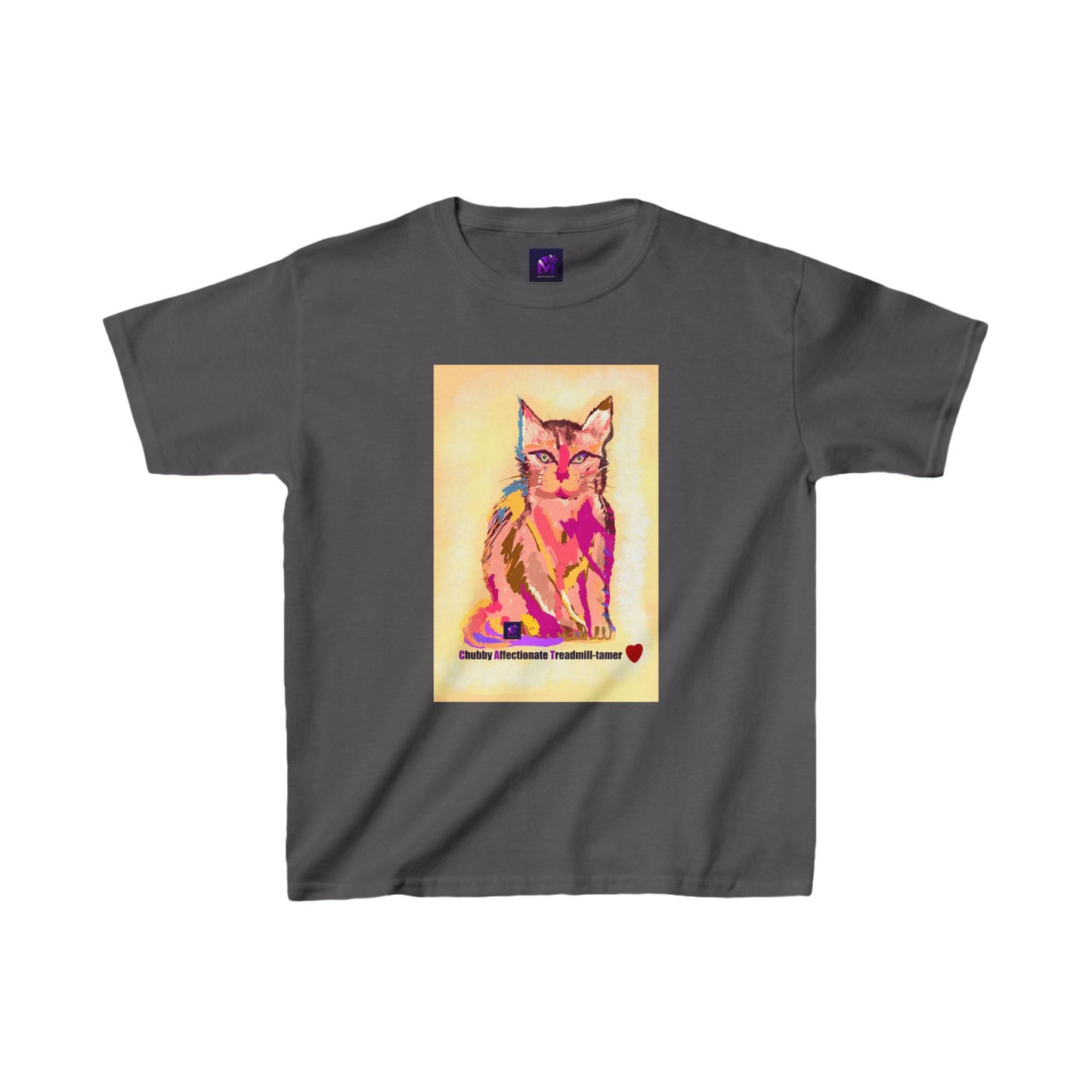 Kids Heavy Cotton tee - Cat Gaze print