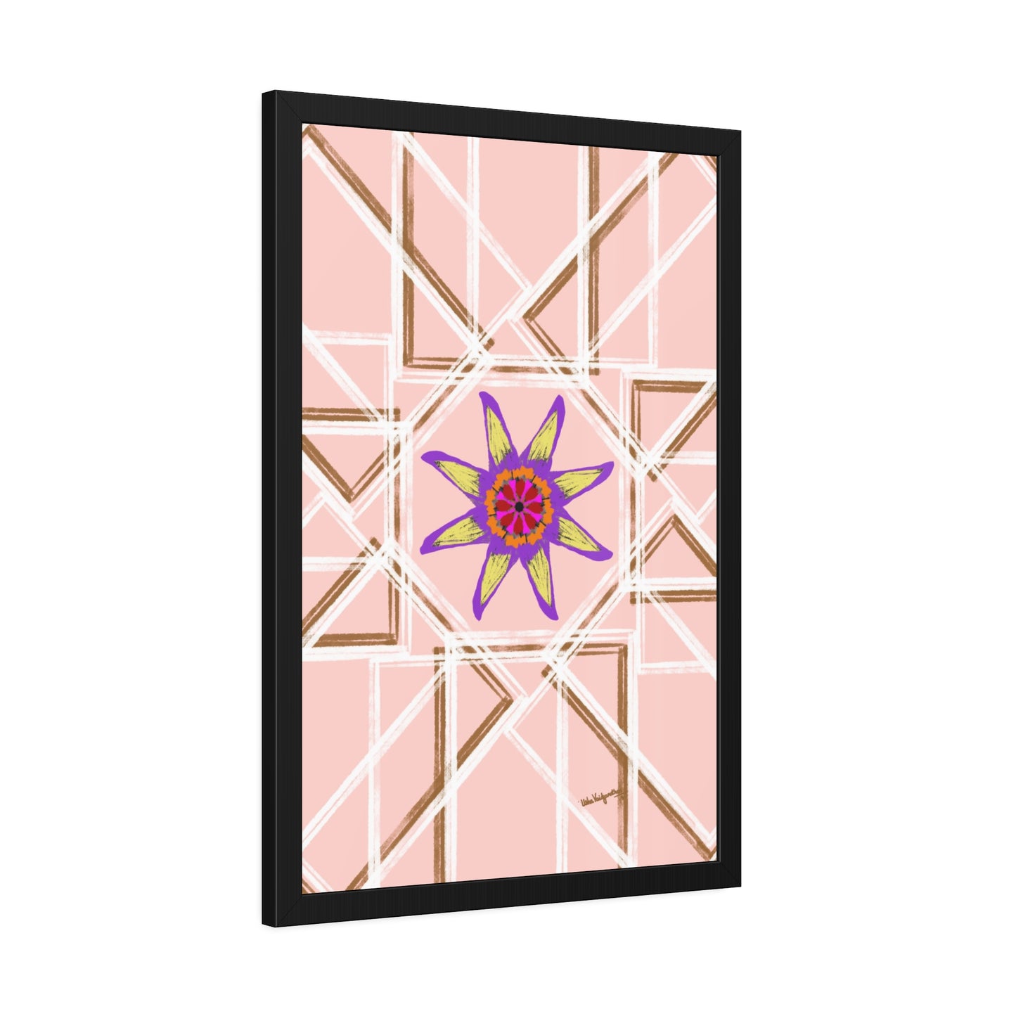 Peach and flower -Framed Art