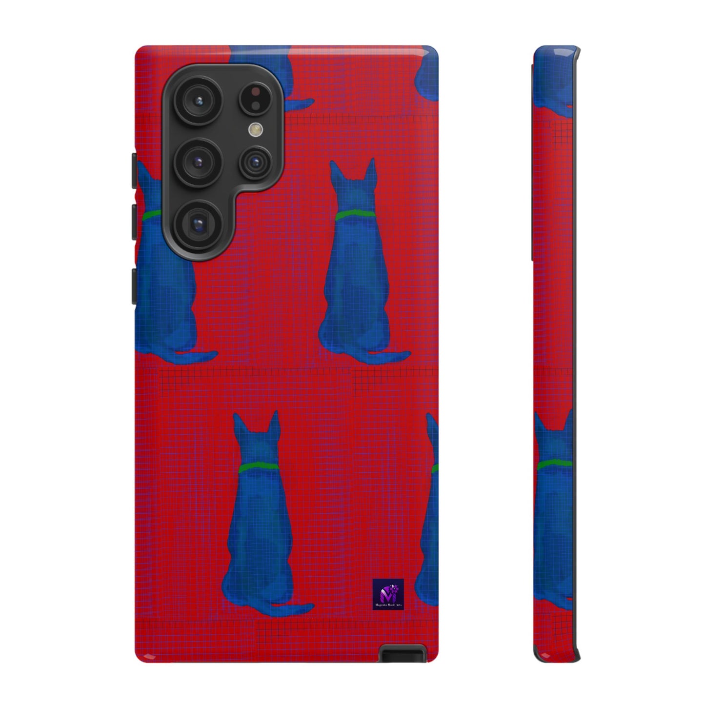 Phone Case -35 Phone Models- Dog loves grids