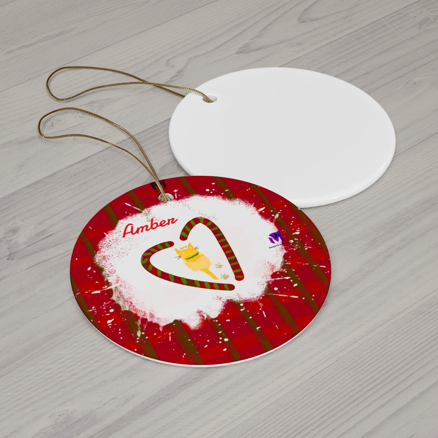 Customised Kitty Ceramic Ornament (Star,Circle,Heart,Snowflake)