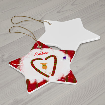 Customised Christmas Ornaments Puppy in snow (Star,Circle,Heart,Snowflake)