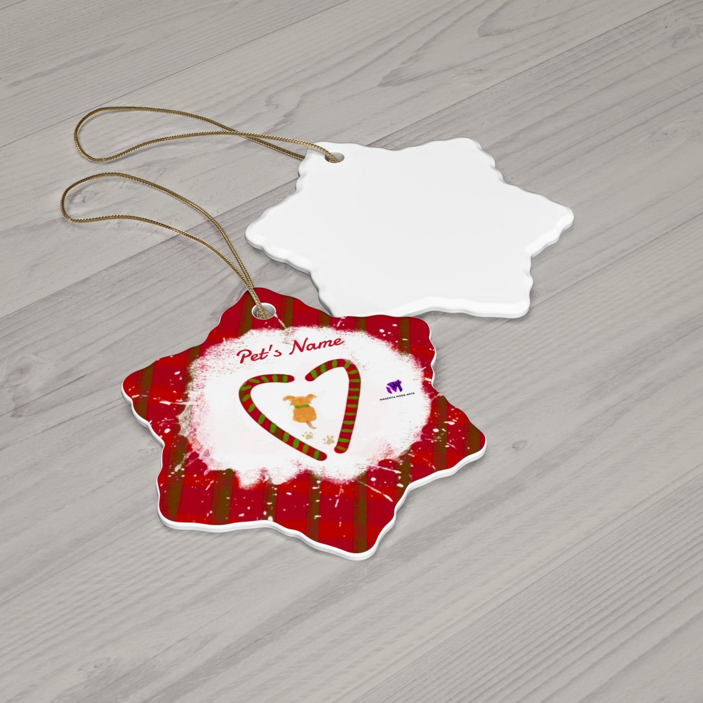 Customised Christmas Ornaments Puppy in snow (Star,Circle,Heart,Snowflake)
