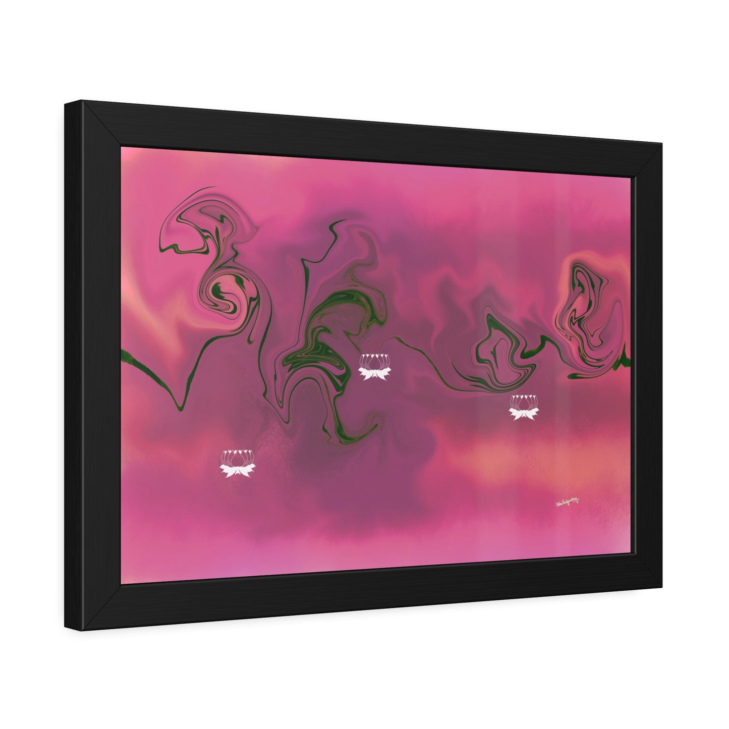 Pink Pond Lotus-Framed Art