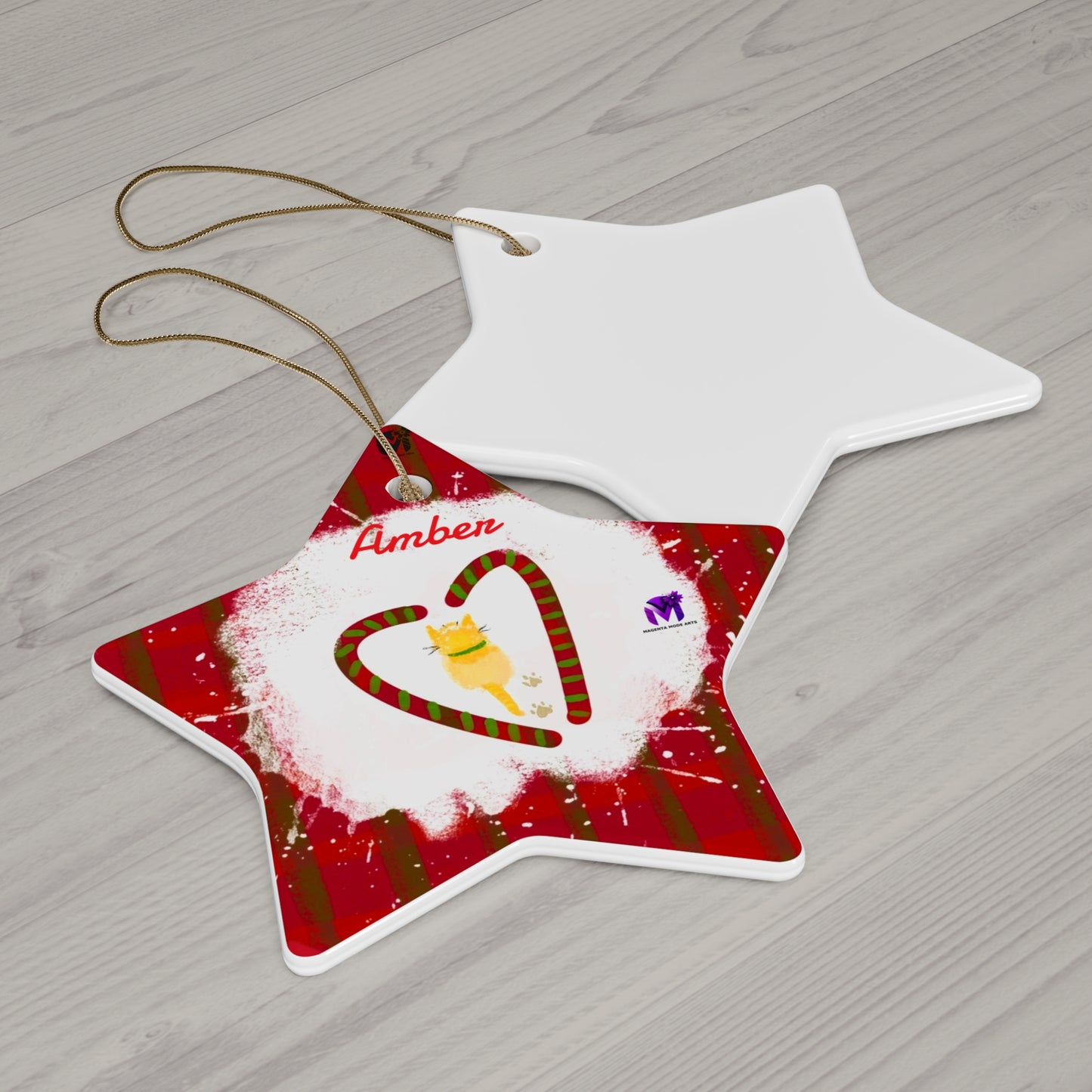 Customised Kitty Ceramic Ornament (Star,Circle,Heart,Snowflake)