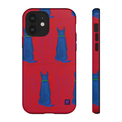 Phone Case -35 Phone Models- Dog loves grids