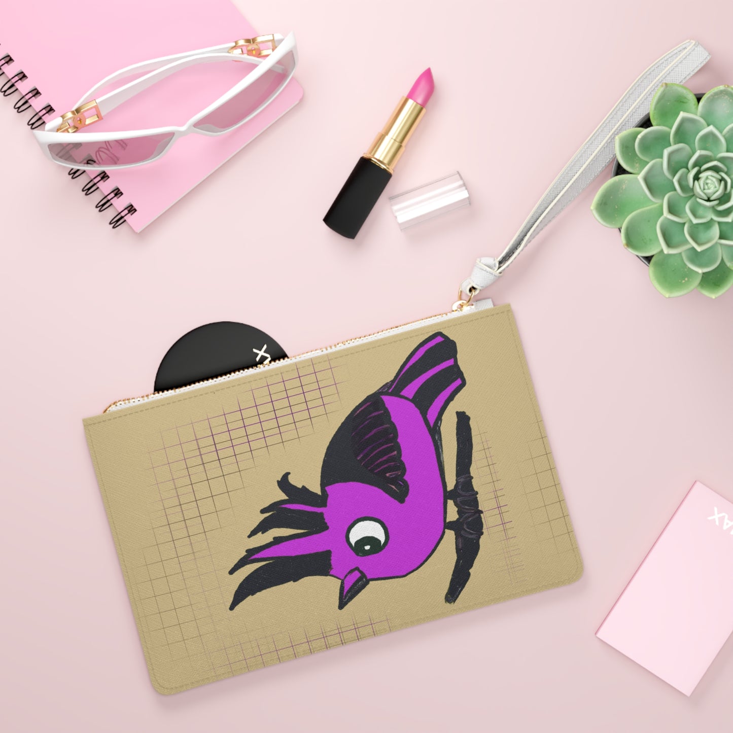 Clutch Bag-Vegan Leather - Magenta Radiance Art print