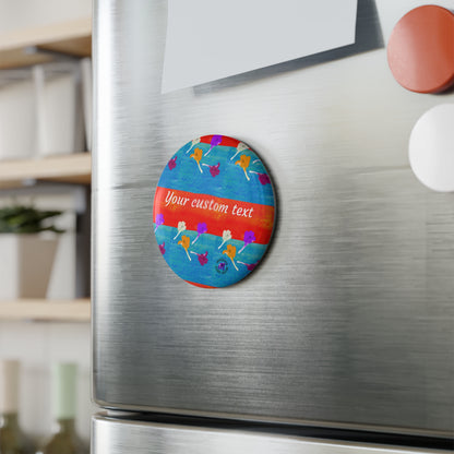 Copy of Personalised Magnet with name- floral design, Round