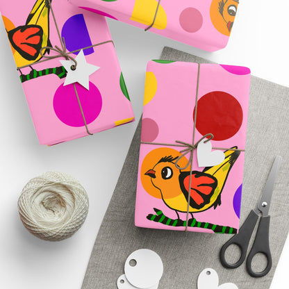 Gift Wrapping Papers-Chirpy Cheer wrap pink