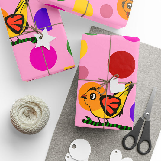 Gift Wrapping Papers-Chirpy Cheer wrap pink