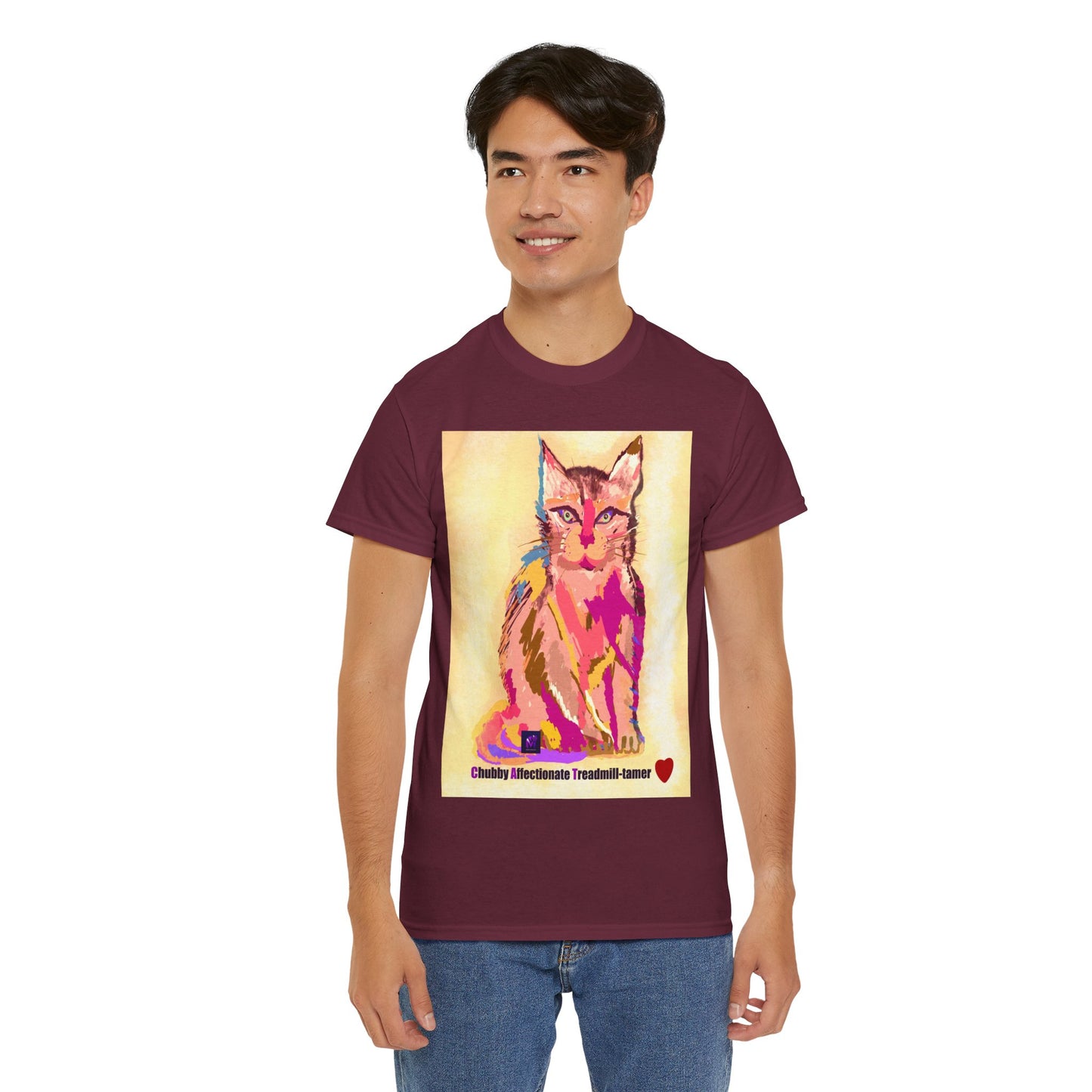 Unisex Heavy Cotton Tee - Cat Gaze print