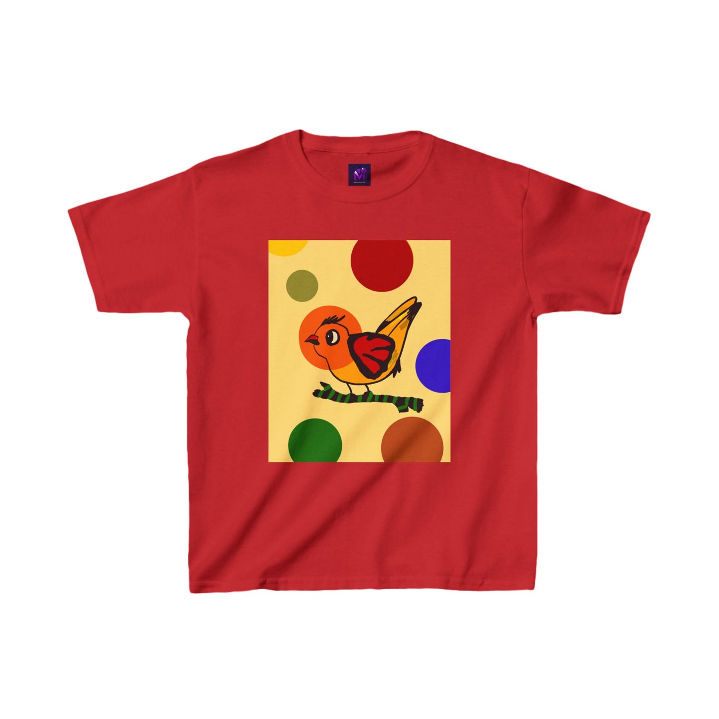 Kids Heavy Cotton Tee- Dotted and Feathered print