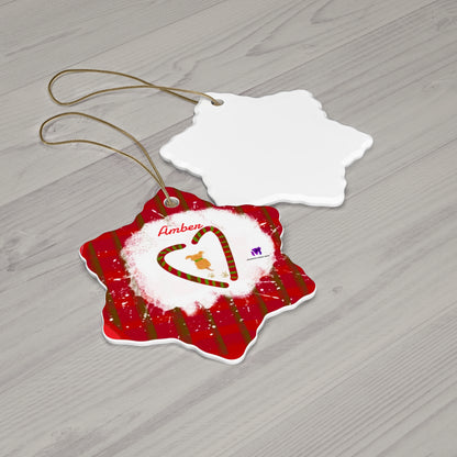 Customised Christmas Ornaments Puppy in snow (Star,Circle,Heart,Snowflake)