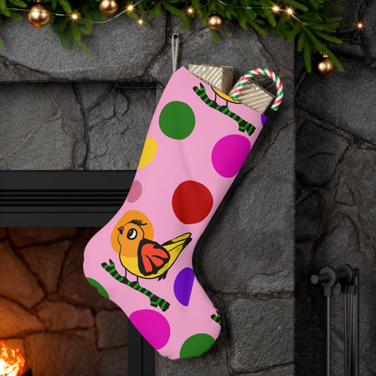 Santa Stocking -Birdsong and bubbles - Pink