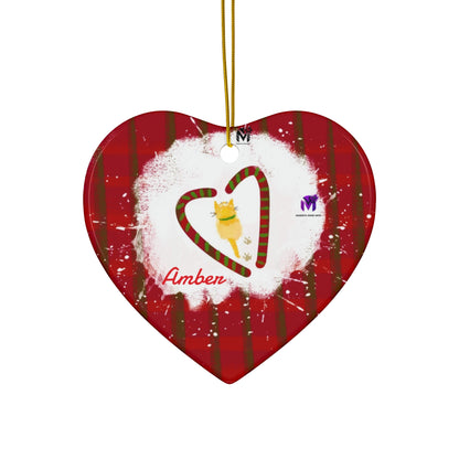 Customised Kitty Ceramic Ornament (Star,Circle,Heart,Snowflake)