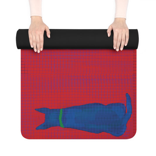 Rubber Yoga Mat -Dog loves grids print