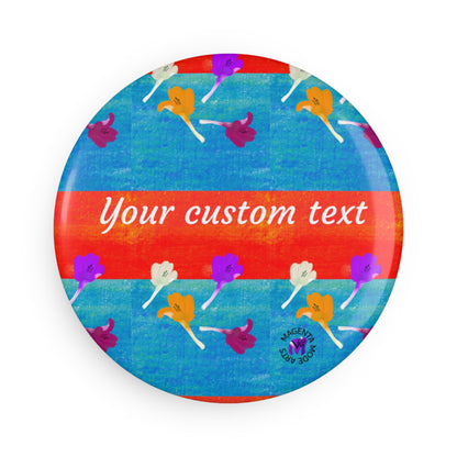 Copy of Personalised Magnet with name- floral design, Round