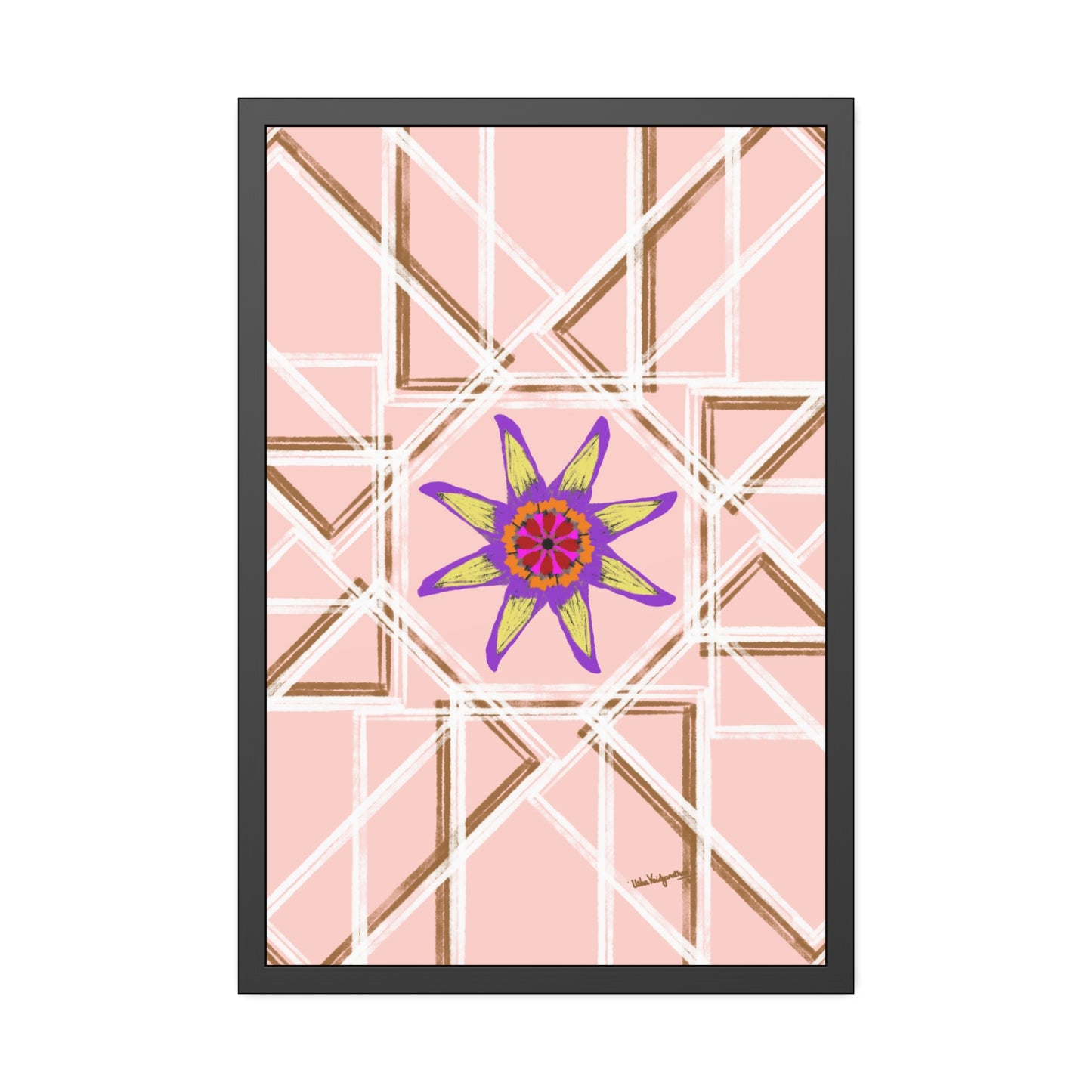 Peach and flower -Framed Art