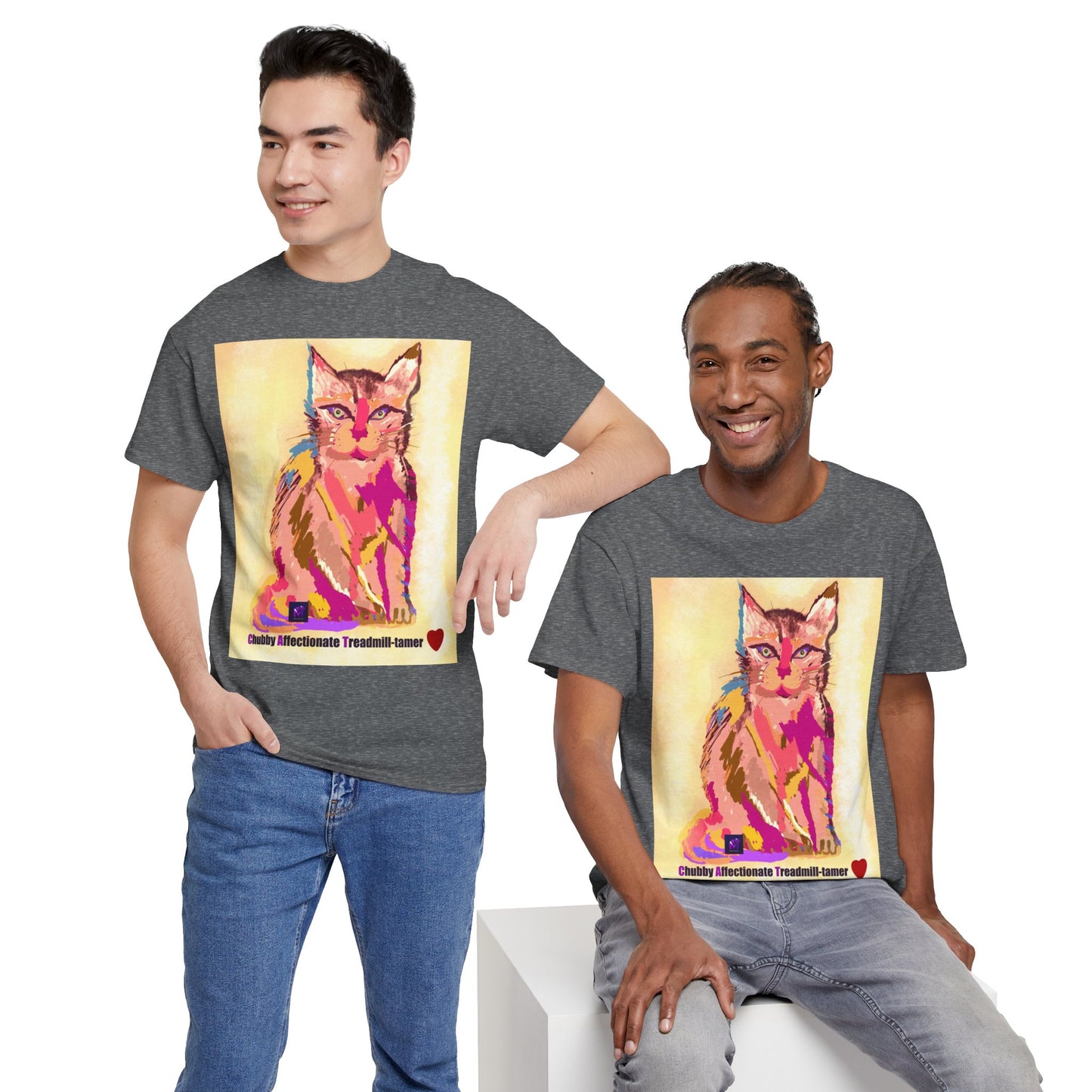 Unisex Heavy Cotton Tee - Cat Gaze print