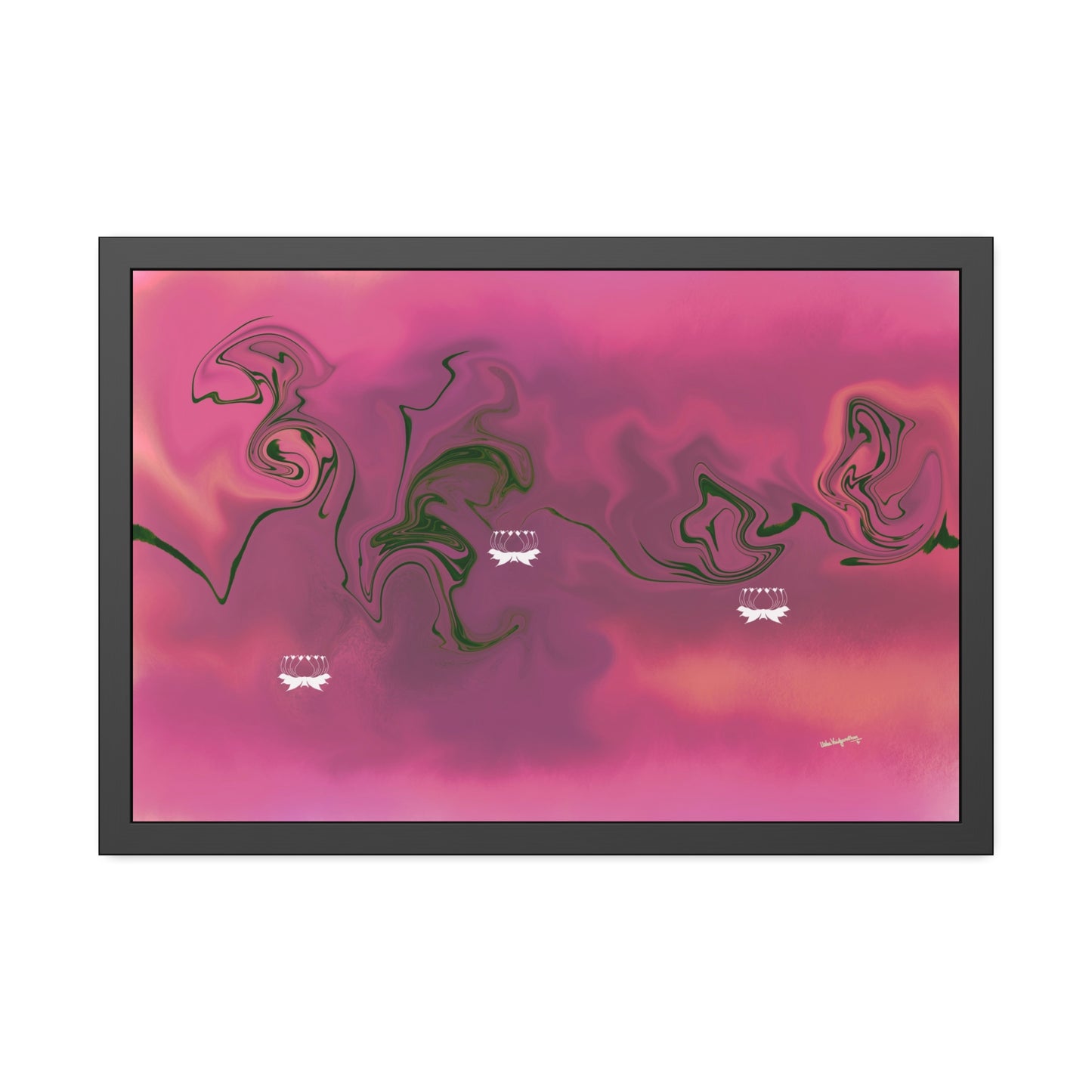 Pink Pond Lotus-Framed Art