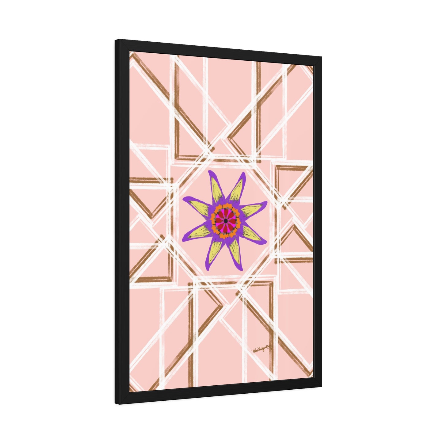 Peach and flower -Framed Art